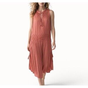 Eva mendes Women’s Bruna Dress XL Coral Pink Mid leg Sleeveless V Neck